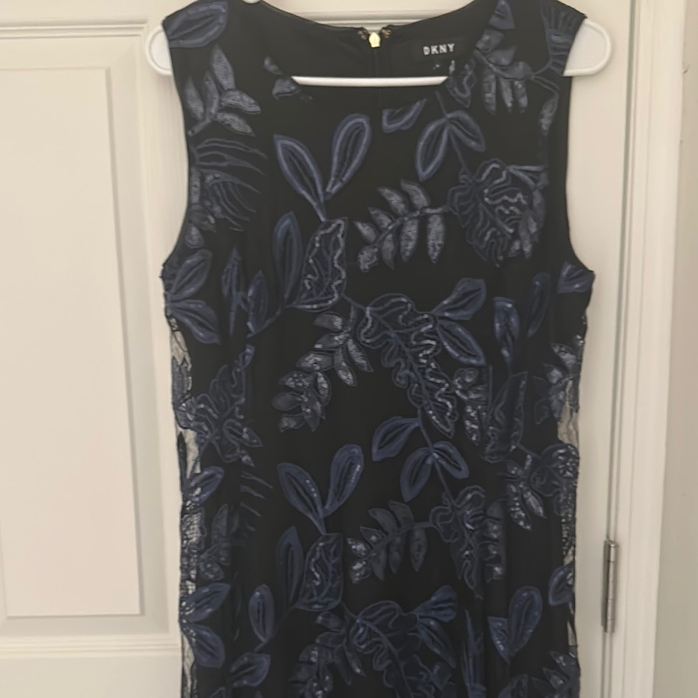 DKNY Black and Blue Sleeveless Dress